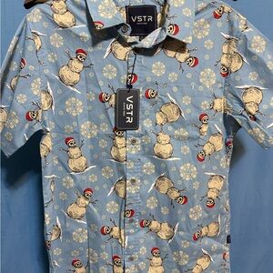 VSTR Blue Snowman Print Men's Shirt